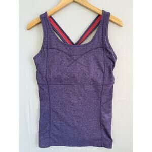 Athleta Strength Tank XL Purple Built In Bra Criss Cross Back Supplex Yoga